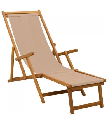 vidaXL Folding Sun Lounger 3 Position Solid Eucalyptus Wood Taupe