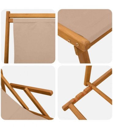 vidaXL Folding Sun Lounger 3 Position Solid Eucalyptus Wood Taupe