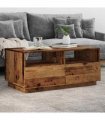 vidaXL Coffee Table with LED Lights Old Wood 90x49x40 cm