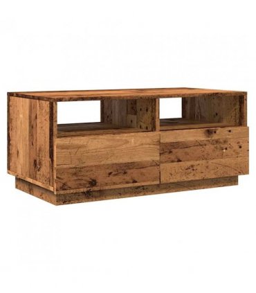 vidaXL Coffee Table with LED Lights Old Wood 90x49x40 cm