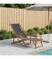 vidaXL Folding Sun Lounger 3 Position Solid Eucalyptus Wood Grey