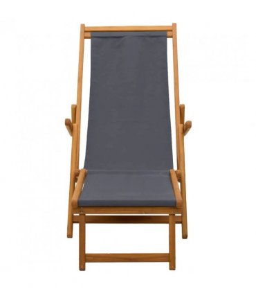 vidaXL Folding Sun Lounger 3 Position Solid Eucalyptus Wood Grey