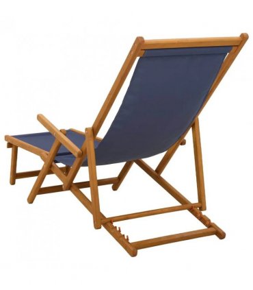 vidaXL Folding Sun Lounger 3 Position Solid Eucalyptus Wood Blue