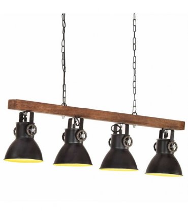 vidaXL Industrial Ceiling Lamp Black E27 Mango Wood