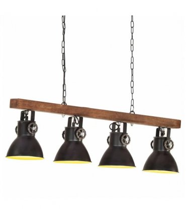 vidaXL Industrial Ceiling Lamp Black E27 Mango Wood