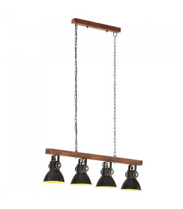 vidaXL Industrial Ceiling Lamp Black E27 Mango Wood