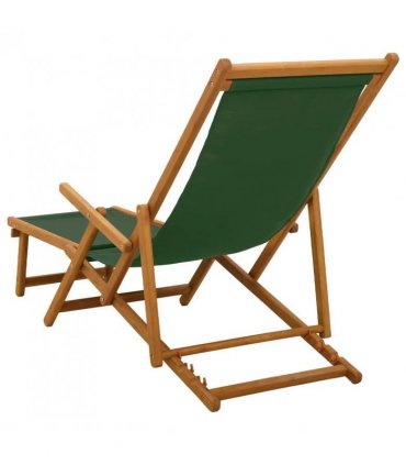 vidaXL Folding Sun Lounger 3 Position Solid Eucalyptus Wood Green