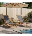 vidaXL Folding Sun Lounger 2 pcs 3 Position Solid Eucalyptus Wood Grey
