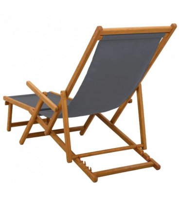 vidaXL Folding Sun Lounger 2 pcs 3 Position Solid Eucalyptus Wood Grey