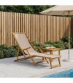 vidaXL Folding Sun Lounger Solid Eucalyptus Wood Beige