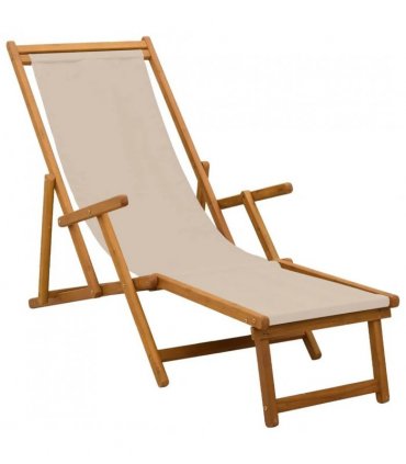 vidaXL Folding Sun Lounger Solid Eucalyptus Wood Beige