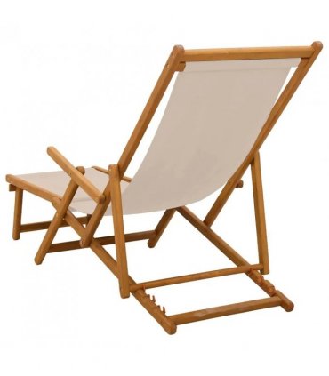 vidaXL Folding Sun Lounger Solid Eucalyptus Wood Beige