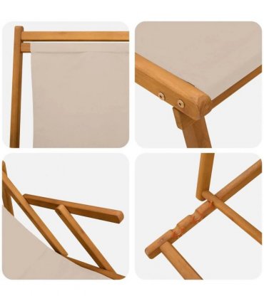 vidaXL Folding Sun Lounger Solid Eucalyptus Wood Beige