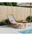 vidaXL Folding Sun Lounger 3 Position Solid Eucalyptus Wood Cream