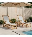 vidaXL Folding Sun Lounger 2 pcs 3 Position Solid Eucalyptus Wood