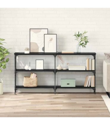 vidaXL Console Table Black Oak 150 x 29 x 75 cm