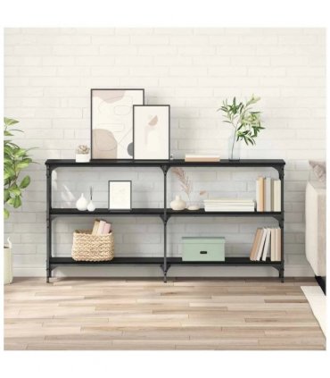 vidaXL Console Table Black Oak 150 x 29 x 75 cm