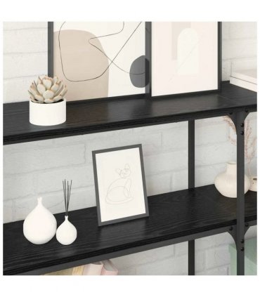 vidaXL Console Table Black Oak 150 x 29 x 75 cm