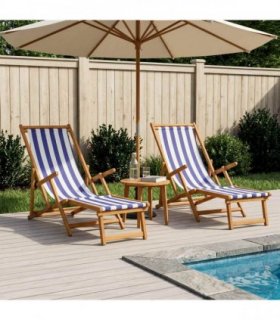 vidaXL Folding Sun Lounger 2 pcs 3 Position Solid Eucalyptus Wood