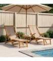 vidaXL Folding Sun Lounger 2 pcs 3 Position Solid Eucalyptus Wood