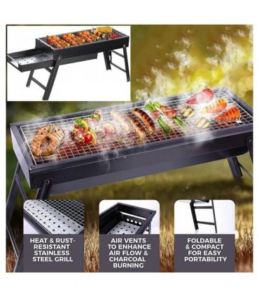 Large Portable Folding BBQ Grill Charcoal Barbecue Outdoor Patio Garden Party
