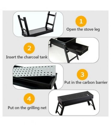 Large Portable Folding BBQ Grill Charcoal Barbecue Outdoor Patio Garden Party