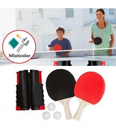 Table Tennis Kit Ping Pong Ball Retractable Net with 2 Paddles + 3 Balls