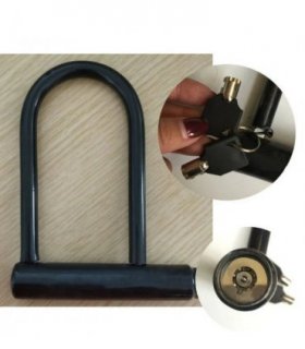 U Shaped Bike Lock Plum Pin W/ Two Keys Heavy Duty Cable