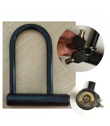 U Shaped Bike Lock Plum Pin W/ Two Keys Heavy Duty Cable