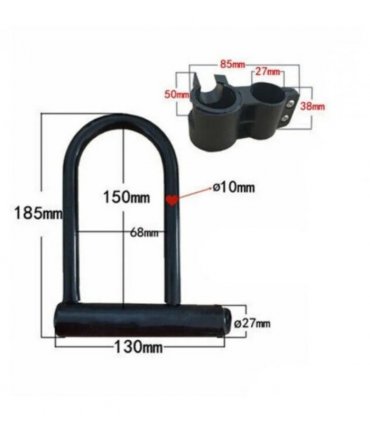 U Shaped Bike Lock Plum Pin W/ Two Keys Heavy Duty Cable
