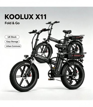 KOOLUX X11 750W Dual Battery Folding Electric Bike 20*4.0 Kenda Fat Tire Hydraulic Brake E-Bike 80-150KM Long Range Foldable Ebike UK Stock