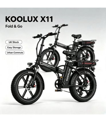 KOOLUX X11 750W Dual Battery Folding Electric Bike 20*4.0 Kenda Fat Tire Hydraulic Brake E-Bike 80-150KM Long Range Foldable Ebike UK Stock