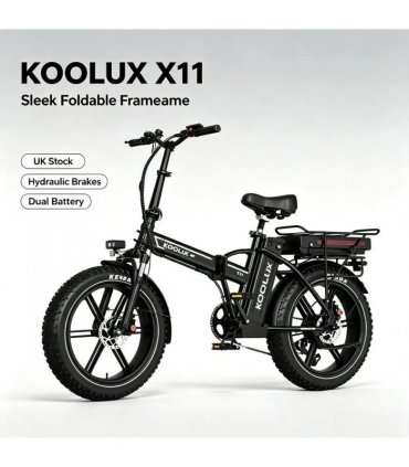 KOOLUX X11 750W Dual Battery Folding Electric Bike 20*4.0 Kenda Fat Tire Hydraulic Brake E-Bike 80-150KM Long Range Foldable Ebike UK Stock