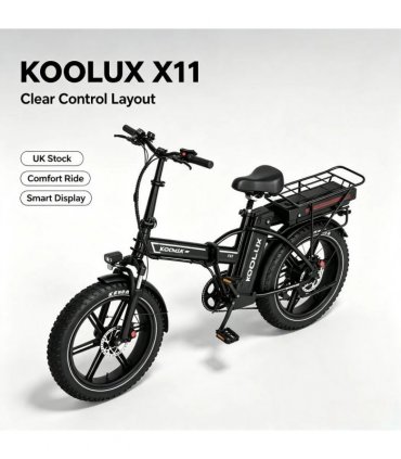 KOOLUX X11 750W Dual Battery Folding Electric Bike 20*4.0 Kenda Fat Tire Hydraulic Brake E-Bike 80-150KM Long Range Foldable Ebike UK Stock
