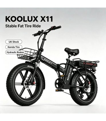 KOOLUX X11 750W Dual Battery Folding Electric Bike 20*4.0 Kenda Fat Tire Hydraulic Brake E-Bike 80-150KM Long Range Foldable Ebike UK Stock