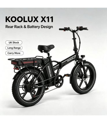 KOOLUX X11 750W Dual Battery Folding Electric Bike 20*4.0 Kenda Fat Tire Hydraulic Brake E-Bike 80-150KM Long Range Foldable Ebike UK Stock