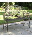 AcaciaHome Durable & Stylish Vintage Garden Bench in  Antique Finish - Premium Wrought Iron Outdoor Seating for Adults & Kids, Garden or Patio Decor