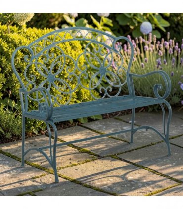 AcaciaHome Durable & Stylish Vintage Garden Bench in  Antique Finish - Premium Wrought Iron Outdoor Seating for Adults & Kids, Garden or Patio Decor