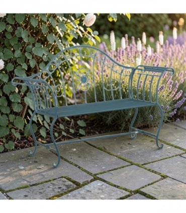 AcaciaHome Durable & Stylish Vintage Garden Bench in  Antique Finish - Premium Wrought Iron Outdoor Seating for Adults & Kids, Garden or Patio Decor