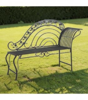 AcaciaHome Durable & Stylish Vintage Garden Bench in  Antique Finish - Premium Wrought Iron Outdoor Seating for Adults & Kids, Garden or Patio Decor