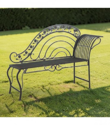 AcaciaHome Durable & Stylish Vintage Garden Bench in  Antique Finish - Premium Wrought Iron Outdoor Seating for Adults & Kids, Garden or Patio Decor