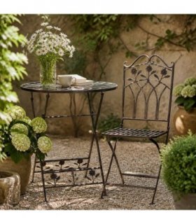 AcaciaHome Durable and Stylish Metal Garden Bistro Set – 3-Piece Outdoor Table and Comfortable Chairs, Durable Iron and Steel Construction, Perfect for Relaxing outdoor and garden