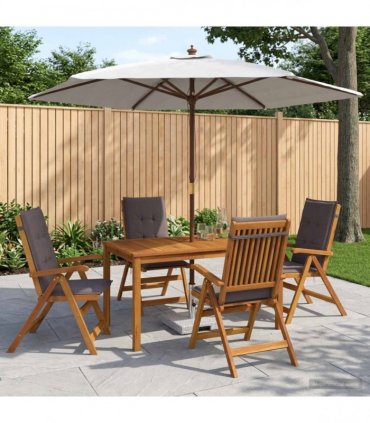 vidaXL Outdoor Dining Set with Parasol 6 pcs Anthracite