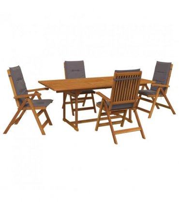 vidaXL Outdoor Dining Set with Parasol 6 pcs Anthracite