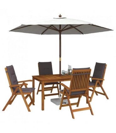 vidaXL Outdoor Dining Set with Parasol 6 pcs Anthracite