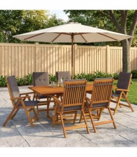 vidaXL Outdoor Dining Set with Parasol 8 pcs Anthracite