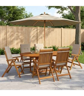 vidaXL Outdoor Dining Set with Parasol 8 pcs Cream White