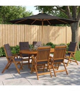 vidaXL Outdoor Dining Set with Parasol 8 pcs Anthracite