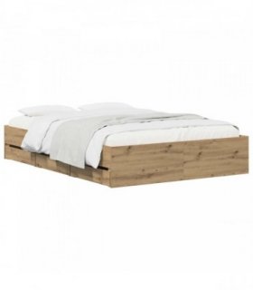 vidaXL Bed Frame with Storage Artisan Oak 150 x 200 cm Engineered wood