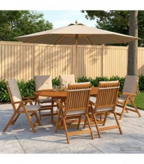 vidaXL 7-Piece Garden Dining Set Natural Solid Acacia Wood